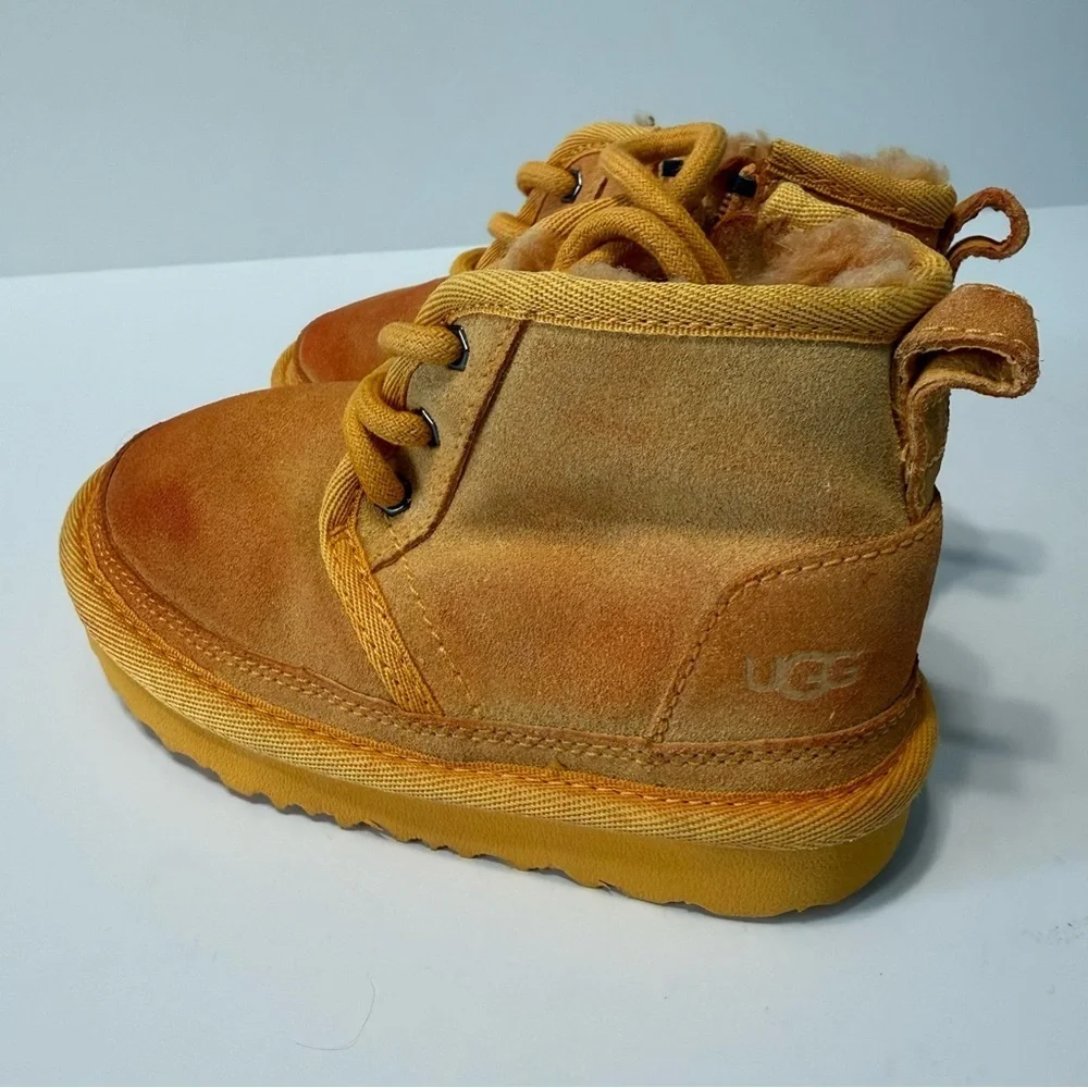 Ugg Neumel Chukka Winter Boots Zipper Up Suede Toddler Size 8 Yellow Mustard